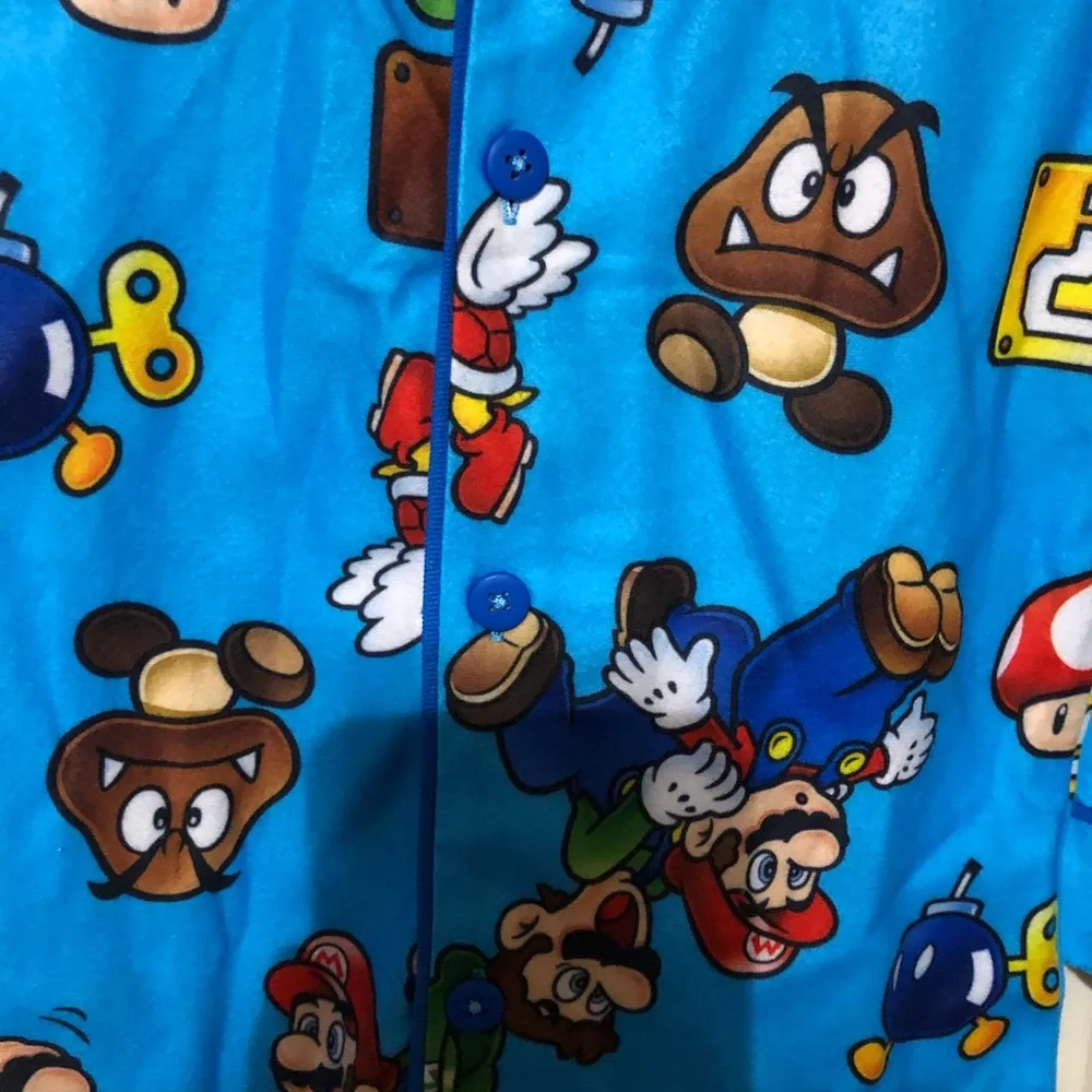 2piece Super Mario blue red long sleeve pajama top and pant set size small (6/7)